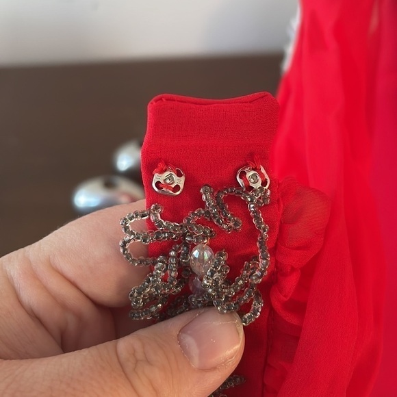 VINTAGE Red silk and Linen RED dress - Picture 6 of 9